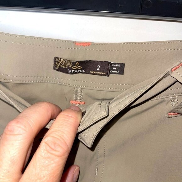 Prana Aria Womens Convertible Capri Pants Size 2 Tan Orange Pants Short Inseam - Picture 4 of 12